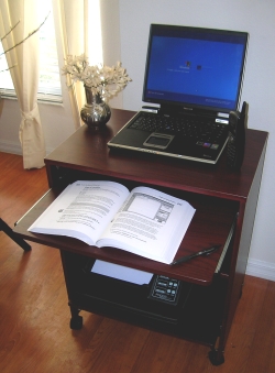 computer desk with printer shelf