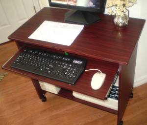 31 inch wide computer cart dark cherry
