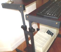 narrow portable computer cart in dark cherry color