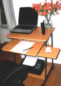24 inch computer desk in red beech