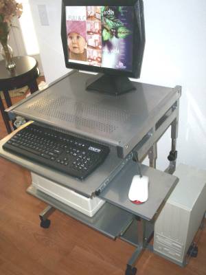 all metal compact computer desk with printer shelf
