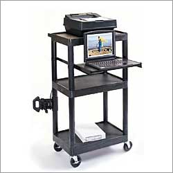 LT45 black computer desk for stand up operation for presentations, medical cart, as school clasroom computer furniture or industry in general.
