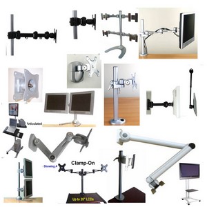 VESA LCD mounts, Flat panel wall mounts, LCD TV stands, LCD pole mounts, multiple lcd stands, dual, quad lcd stand, clamp on, grommet, Flat panel plasma LCD wall mounts, articulating LCD mounts, adjustable LCD arm mount, lcd desk stands & mounts, lcd mount bracket,and more...