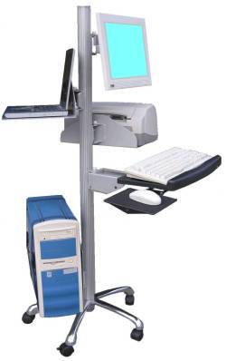 VC-01 Flat panel LCD monitor pole mount computer cart