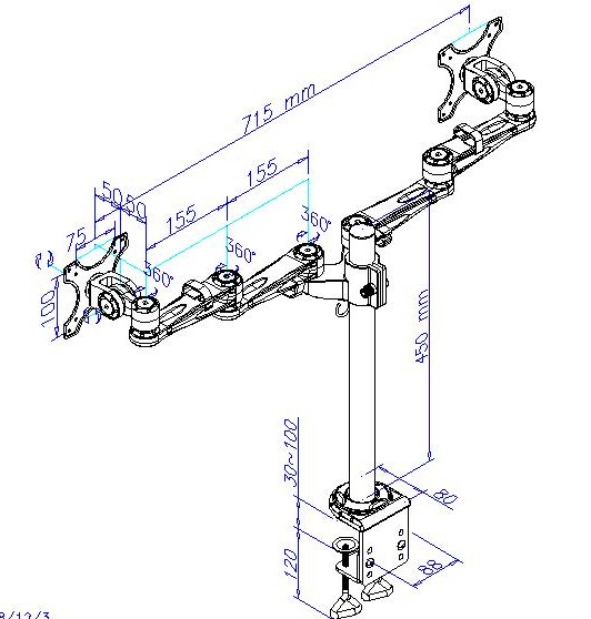 dual monitor desk stand side by side clamp on