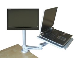 articulated laptop tray - keyboard - lcd combo arm with clamp for desk or wall mounting