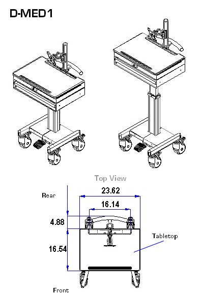 medical rolling laptop computer cart