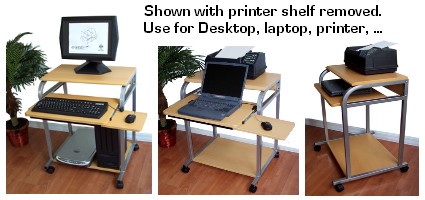narrow computer cart for small spaces, can be used as a corner desk