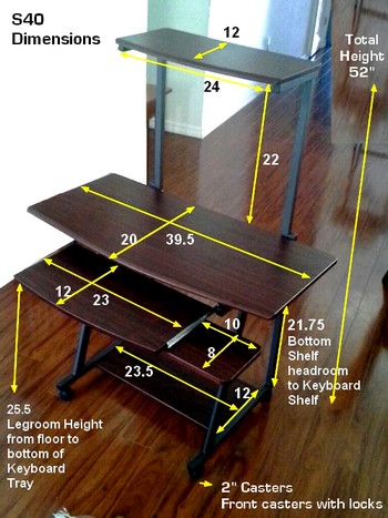 S40 40 Computer Desk With Tower Printer Shelf