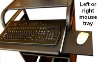 sliding mouse tray in black steel compact computer laptop desk and cart; narrow, small computer desk in black; 100 made of steel