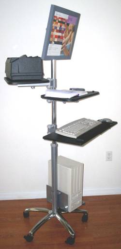 lcd monitor computer pole cart; height adjustable pole; VESA mount